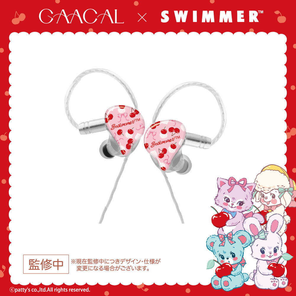 GAACAL×SWIMMER 着せ替え有線イヤホン【クリア】シャワーチェリー LIFEEAR Nova仕様